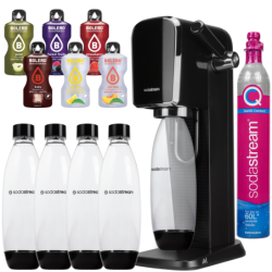 Saturator SodaStream Art Czarny + Butelki SodaStream 3x Czarna 1L Fuse + Bolero Sticks Zestaw 6 szt.
