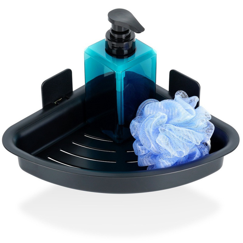 Półka pod prysznic czarna narożna 28x22x8cm