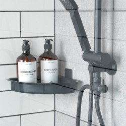 Półka pod prysznic czarna narożna 28x22x8cm