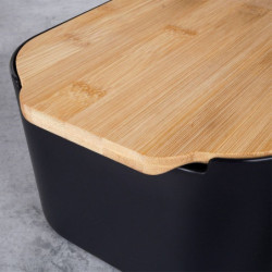 Chlebak z deską bambusową czarny 33x18,5x12cm