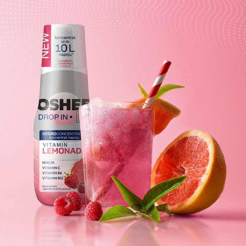 3x Syrop OSHEE Drop Vitamin Lemonade Malina Grejpfrut 500ml