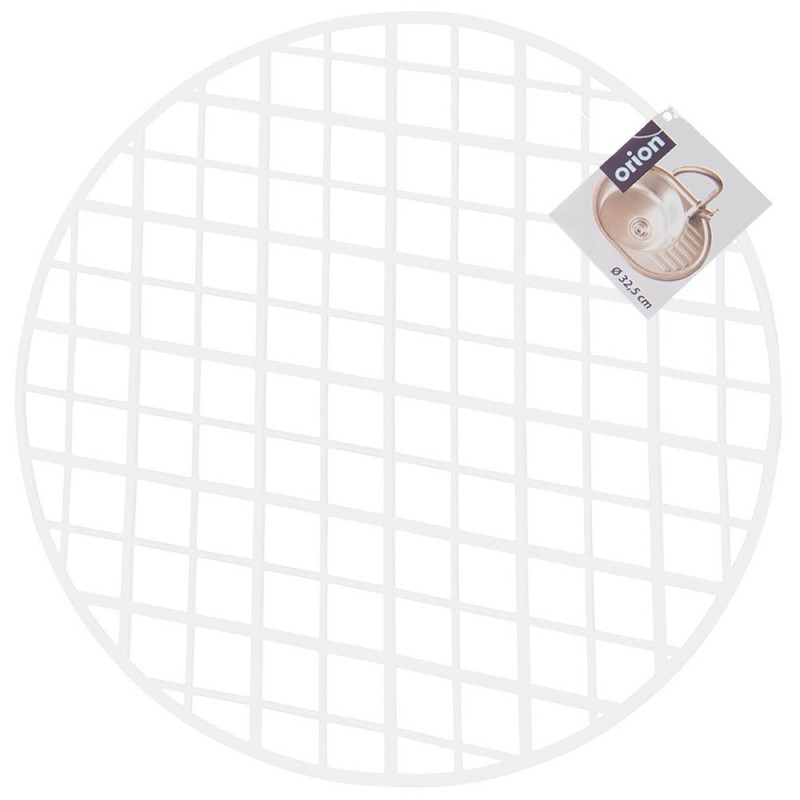 Mata do zlewu okrągła 32,5cm biała kratka