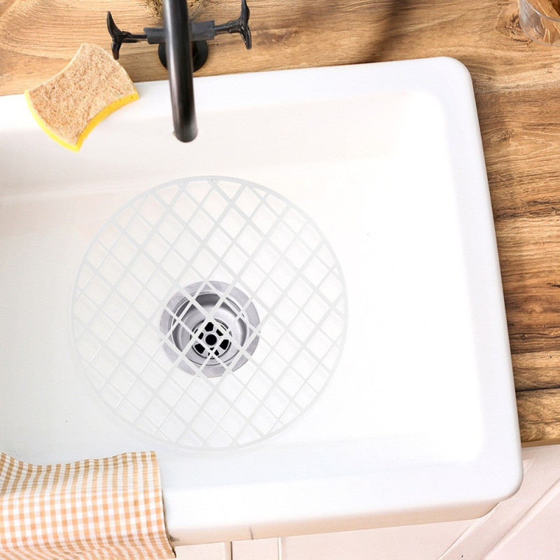 Mata do zlewu okrągła 32,5cm biała kratka