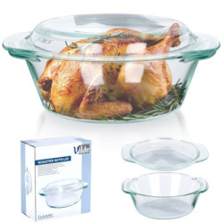 Naczynie żaroodporne z pokrywką szklane 1,4l+430ml