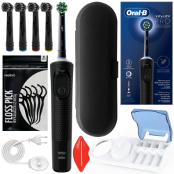 Oral-B Vitality Pro D103 Czarna + 4 końcówki precision czarne + etui czarne + podstawka
