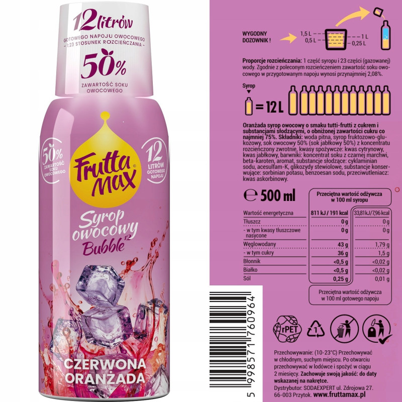 Syrop FruttaMax ORANŻADA CZERWONA 500m