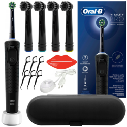 KF Oral-B Vitality Pro D103 Protect X Clean (Cross Action Black) + 4 końcówki precision czarne + etui czarne