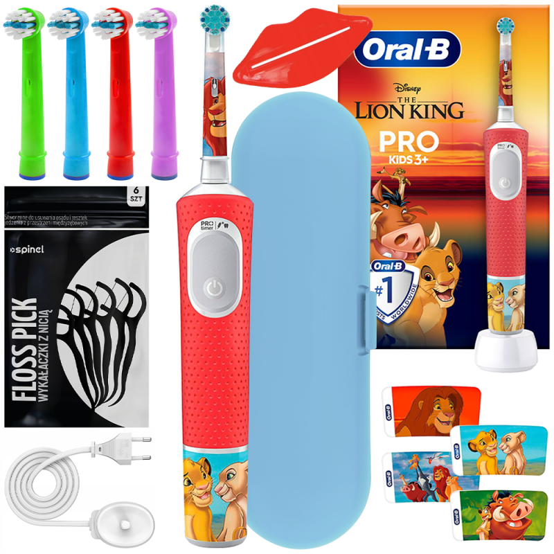 Szczoteczka Oral-B Vitality Pro 103 Król Lew + 4x końcówki zamienne EB-10A Color + etui niebieskie