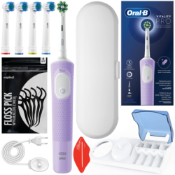 Oral-B Vitality Pro D103 Lilac + 4 końcówki precision białe + etui białe + podstawka
