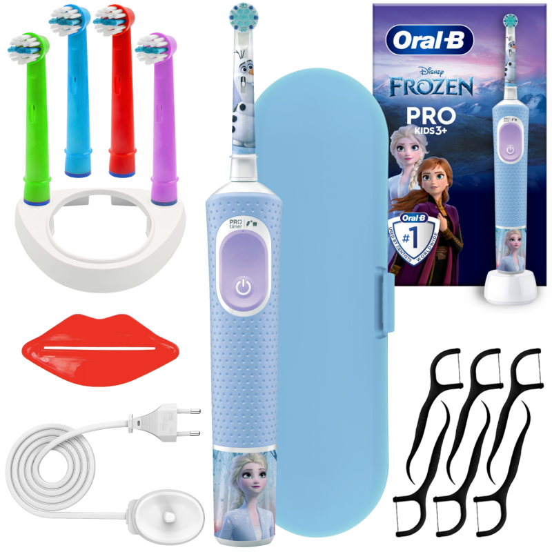 Oral-B Vitality Pro D103 Frozen + 4x końcówki zamienne EB-10A Color + etui niebieskie + podstawka