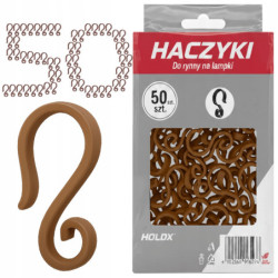 HACZYKI DO RYNNY NA LAMPKI I OZDOBY ŚWIĄTECZNE BRĄZOWY 4,4x2,5CM 100szt. HLX-0084-SET100