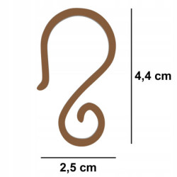 HACZYKI DO RYNNY NA LAMPKI I OZDOBY ŚWIĄTECZNE BRĄZOWY 4,4x2,5CM 100szt. HLX-0084-SET100