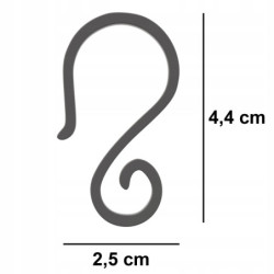 HACZYKI DO RYNNY NA LAMPKI I OZDOBY ŚWIĄTECZNE SZARY 4,4x2,5CM 100szt. HLX-0083-SET100