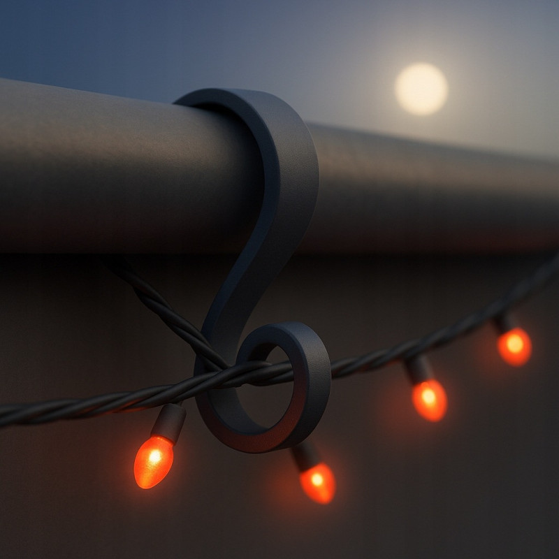 HACZYKI DO RYNNY NA LAMPKI I OZDOBY ŚWIĄTECZNE SZARY 4,4x2,5CM 100szt. HLX-0083-SET100