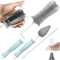 Zestaw silikonowych szczotek do czyszczenia butelek SKY BLUE