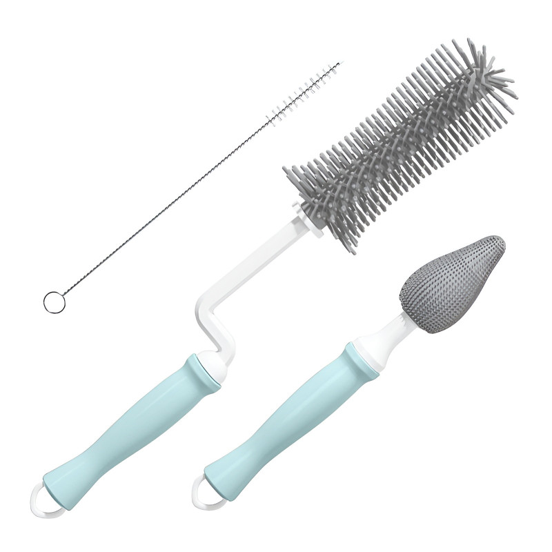 Zestaw silikonowych szczotek do czyszczenia butelek SKY BLUE