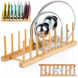 Bambusowy stojak na pokrywki i talerze 34,5x12x12cm