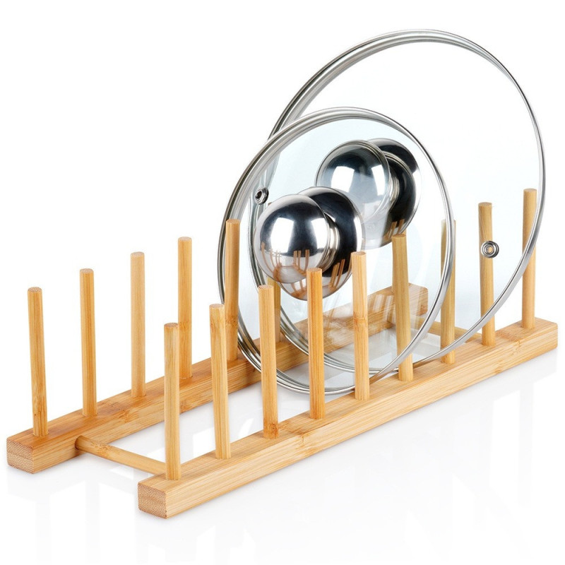 Bambusowy stojak na pokrywki i talerze 34,5x12x12cm