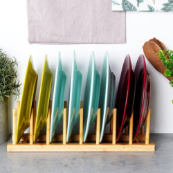 Bambusowy stojak na pokrywki i talerze 34,5x12x12cm