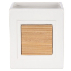 Kubek łazienkowy dolomitowy drewniany biały