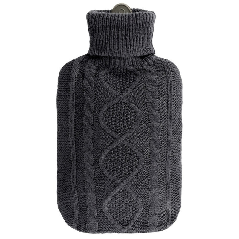 Termofor z pokrowcem szary sweterkowy 2 l