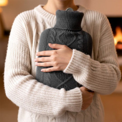 Termofor z pokrowcem szary sweterkowy 2 l