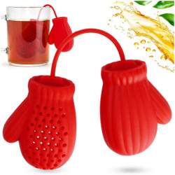 Zaparzacz do herbaty czerwone rękawiczki