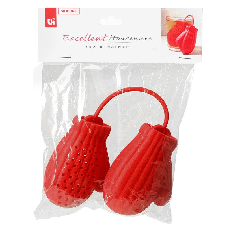 Zaparzacz do herbaty czerwone rękawiczki