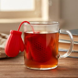 Zaparzacz do herbaty czerwone rękawiczki