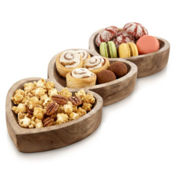 Drewniany talerz na przekąski SERCE 40x16cm