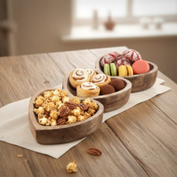 Drewniany talerz na przekąski SERCE 40x16cm