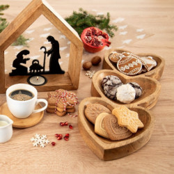 Drewniany talerz na przekąski SERCE 40x16cm