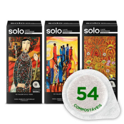 Zestaw degustacyjny 54 saszetek E.S.E. kawy SOLO Caffè Monorigine do ekspresów Polti