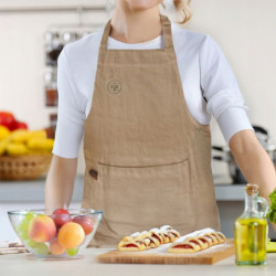 artuch kuchenny bawełniany wiązany brązowy