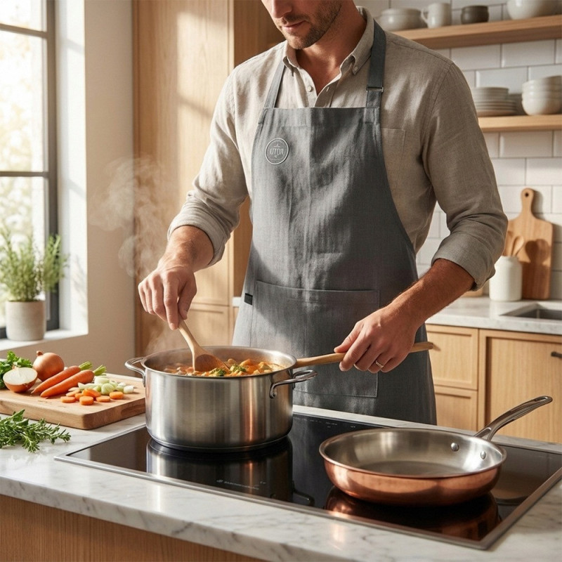 Fartuch kuchenny bawełniany wiązany szary