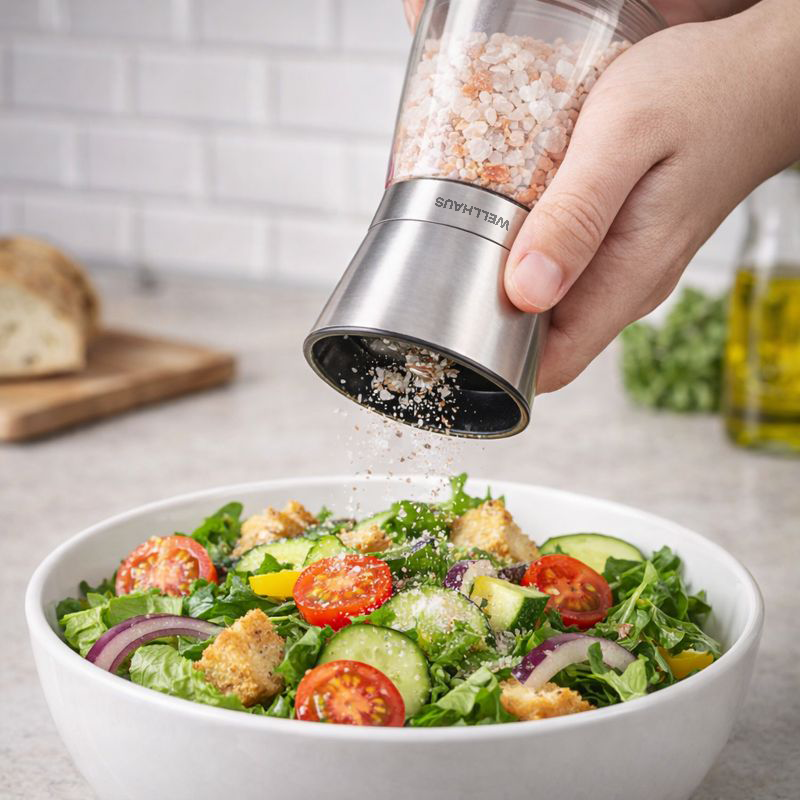 2x WELLHAUS Ręczny młynek do soli i pieprzu