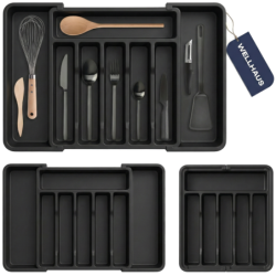 Organizer na sztućce do szuflady czarny mały WELLHAUS