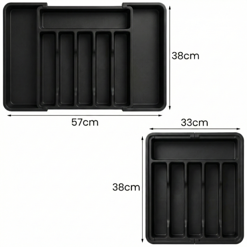 Organizer na sztućce do szuflady czarny mały WELLHAUS