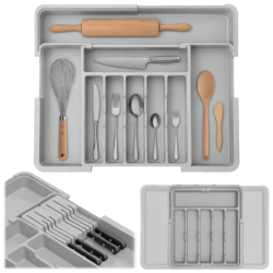 Organizer na sztućce do szuflady szara 2 stronny WELLHAUS