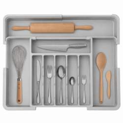 Organizer na sztućce do szuflady szara 2 stronny WELLHAUS