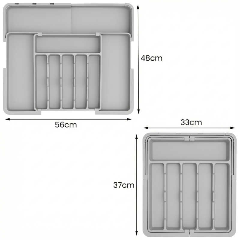 Organizer na sztućce do szuflady szara 2 stronny WELLHAUS