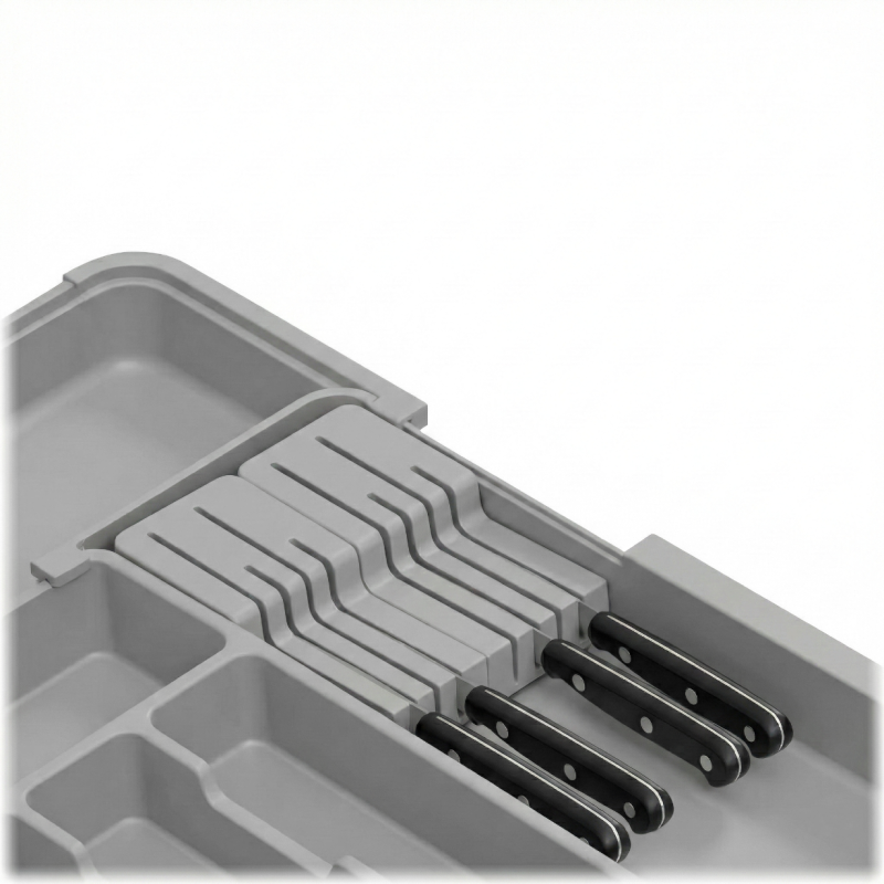 Organizer na sztućce do szuflady szara 2 stronny WELLHAUS