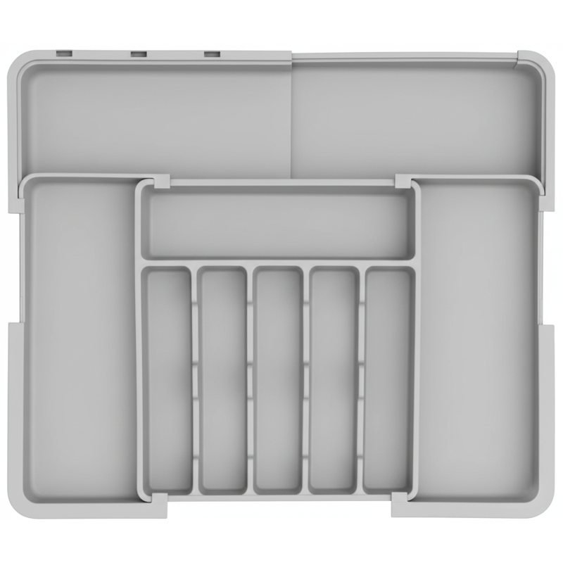 Organizer na sztućce do szuflady szara 2 stronny WELLHAUS