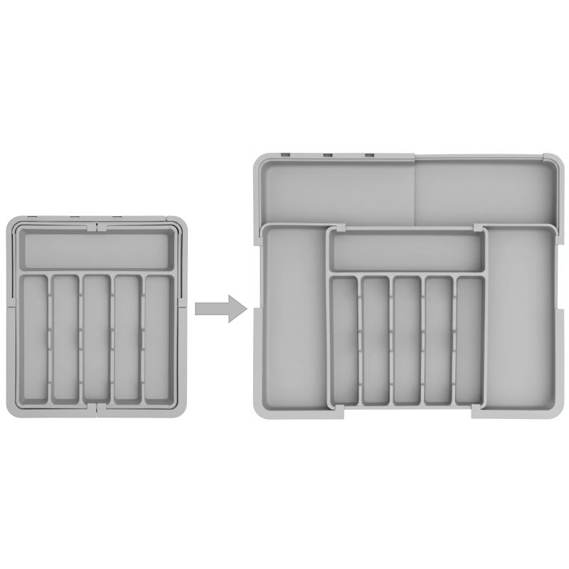 Organizer na sztućce do szuflady szara 2 stronny WELLHAUS