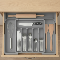 Organizer na sztućce do szuflady szara 2 stronny WELLHAUS