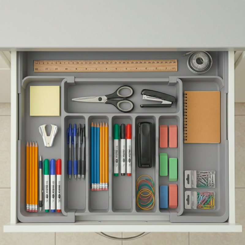 Organizer na sztućce do szuflady szara 2 stronny WELLHAUS