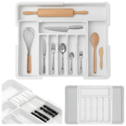 Organizer na sztućce do szuflady biały 2 stronny WELLHAUS