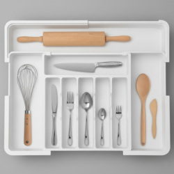 Organizer na sztućce do szuflady biały 2 stronny WELLHAUS