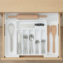 Organizer na sztućce do szuflady biały 2 stronny WELLHAUS