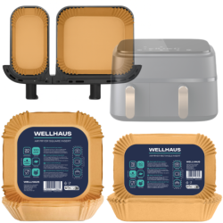 2x WELLHAUS Wkład do frytkownicy Kwadrat 20x20 cm x50sztuk + Prostokąt 19,5x13cm x50 sztuk